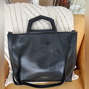 Anna Paolo Italy Black Leather Tote Handbag
